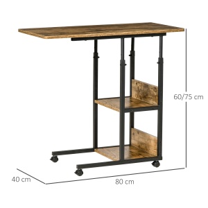 Masuta de Sufragerie, Noptiera cu Design Reglabil in Inaltime, Maro stil Rustic - Img 3
