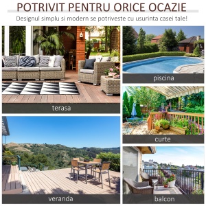 Masuta din Ratan Sintetic pentru Exterior si Gradina Gri - Img 7