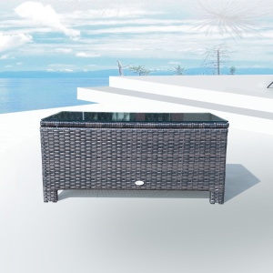 masuta exterior, sticla securizata, 85x50x39cm, maro - Img 2