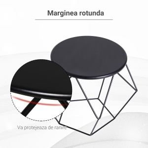 masuta geometrica, otel 54x54x44cm, negru - Img 5