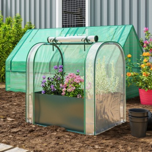 Mini Seră de Grădină cu Sac de Plantare, Seră pentru Grădină cu Ușă Rulabilă, Structură din Oțel, Acoperire din Plastic, pentru Legume, Flori, Plante, Verde Închis - Img 8