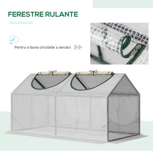 mini sera gradina cu 2 ferestre, 119x60x60cm, alba - Img 6