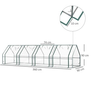 Mini Sera Portabilă Tip Tunel pentru Plante, Flori, Casă Caldă cu Uși Rulabile cu Fermoar, Transparentă - Img 3
