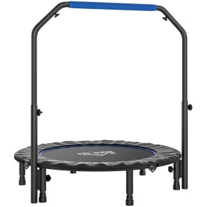 Mini Trampolin Fitness Pliabil de 45" cu Mâner Reglabil din Spumă, Albastru