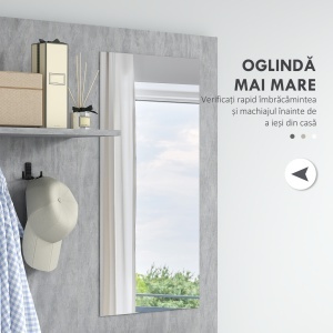 Mobilier 4 în 1 cu Oglindă, Cuiere și Rafturi Interioare Reglabile, Mobilier Multifuncțional, 145x29x184 cm, Gri - Img 5