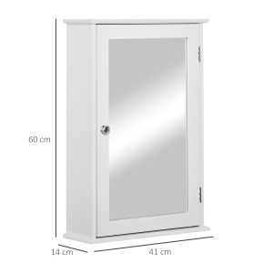 Mobilier Baie Suspendat cu Oglinda si Usa cu Inchidere Magnetica, 41x14x60cm - Alb - Img 3