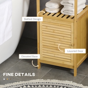 Mobilier de Baie din Bambus cu Dulăpior cu Ușă și Rafturi, 33x36,5x67 cm, Lemn Natural - Img 6