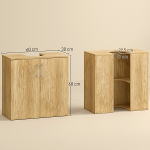 Mobilier de Baie Modern Sub Chiuvetă, Dulăpior Suspendat cu 2 Uși și 2 Rafturi, 60x30x60 cm, Lemn Natural - Img 3