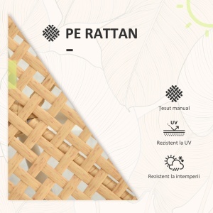 Mobilier din 3 Piese pentru Terasă, Set din 2 Canapele și o Măsuță de Cafea pentru Exterior din Ratan, 72x66x64 cm, Crem - Img 6