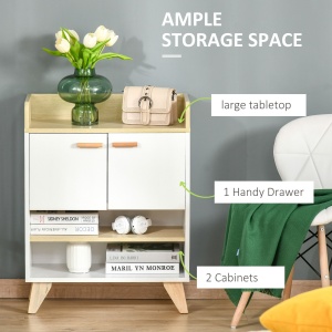 Mobilier multifunctional cu dulap cu 2 usi si compartimente deschise, din lemn, alb - Img 4