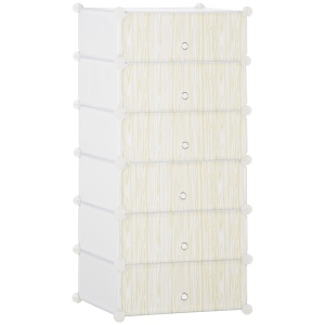 Mobilier pentru incaltaminte modular, 6 cuburi 45x35x17cm din plastic PP si otel, alb - Img 1