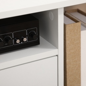 Mobilier Suport TV Pana la 42 inchi cu Dulapior si Etajere Deschise, din Lemn, 120x30x41cm - Img 9