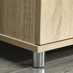 Mobilier TV Modern cu 2 Rafturi, Gauri cablu si 2 Dulapioare in PAL 105x40x55cm Stejar - Img 9