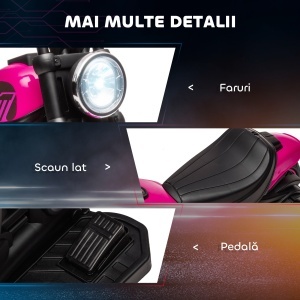 Motocicleta Electrica Copii 18‑36 Luni – Cu Faruri & Roti Suplimentare - Img 7