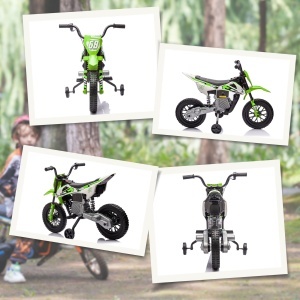 Motocicleta Electrică Copii cu 2 Motoare, Accelerație Manuală, Copii 3-6 Ani Verde - Img 9
