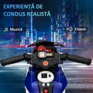 Motocicletă Electrică pentru Copii 3-5 Ani, Max. 25kg, cu Baterie 6V, Albastru - Img 4