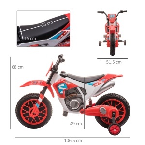 Motocicleta Electrica pentru Copii Baterie 12V Reincarcabila si Rotite Rosu - Img 3