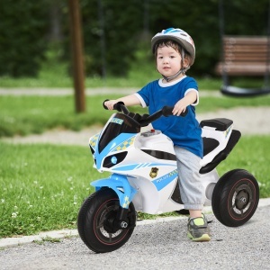 Motocicletă pentru Copii 18-36 Luni cu 3 Roți, Muzică și Faruri, 74x39x48 cm, Albastru Deschis - Img 2