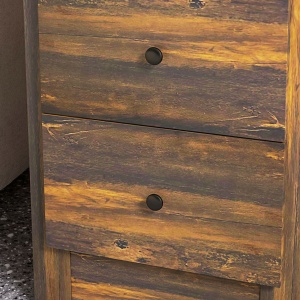 Noptieră cu 2 Sertare în Stil Rustic, Noptieră pentru Dormitor din Lemn, 40x30x74 cm, Maro - Img 9