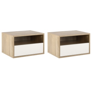 Noptiere Suspendate – Set 2 cu Sertar si Raft - Img 1