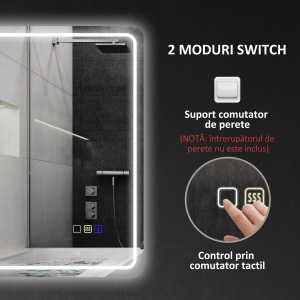 Oglindă de Baie Bluetooth LED 50 x 70 cm cu Anticeață - Argintiu - Img 9