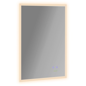 Oglinda de baie cu LED 70x50 cm, oglinda de cosmetica cu iluminare pentru perete, cu 3 lumini reglabile, plug-in, argintiu - Img 1