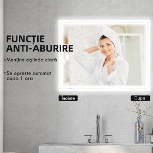 Oglinda de Baie cu Lumini LED, 90x70cm - Img 6
