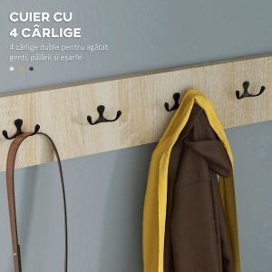 Organizator Intrare 3-în-1, Bancă cu Depozitare Pantofi, Oglindă și Cuier/Rafturi pentru Hol, Mobilier Multifuncțional - Img 5