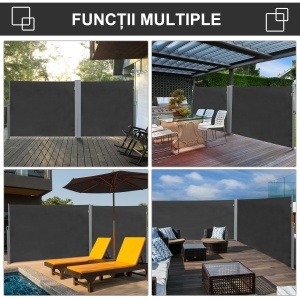 Paravan Lateral Retractabil cu Mâner și Anti UV, 300x180 cm, Gri - Img 6
