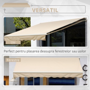 Perdea Parasole Rulou de Perete de Extern Impermeabil in Aluminiu, Bej, 3x2.5m - Img 5