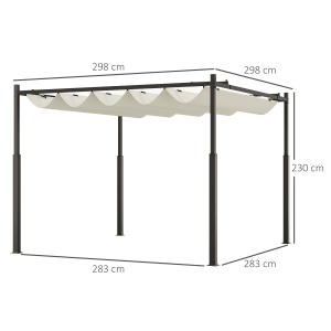 Pergola Pavilion 3×3 m cu Copertina Retractabila – Alb‑Crem - Img 3