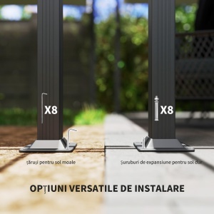 Pergolă Retractabilă cu Structură din Aluminiu, Copertină de Soare pentru Grădină sau Terasă, 390x390x223 cm, Alb - Img 7