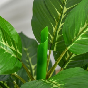 Plantă Artificială cu 33 de Frunze pentru Uz Interior și Exterior cu Ghiveci, Plantă Falsă în PEVA, PE și Ciment, 95 cm, Verde - Img 8