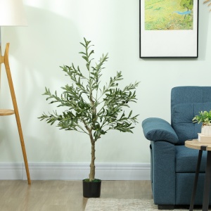 Plantă Artificială de Măslin cu 450 de Frunze, 20 de Măsline și Ghiveci Inclus, Ø15x120 cm, Verde - Img 2