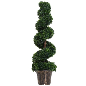 Plantă Artificială Decorativă Buxus în Spirală cu Ghiveci Inclus, Ф32x120 cm, Verde - Img 7