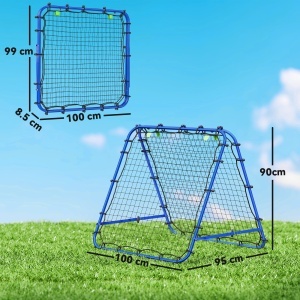 Plasa de fotbal pliabila din PE si metal, cu unghi reglabil si cuie, 100x95x90 cm, albastru - Img 3