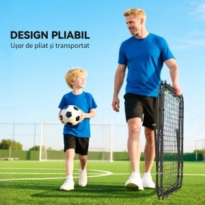 Plasa de fotbal pliabila din PE si oțel, cu unghi reglabil si cuie, 100x95x90 cm, albastru - Img 5