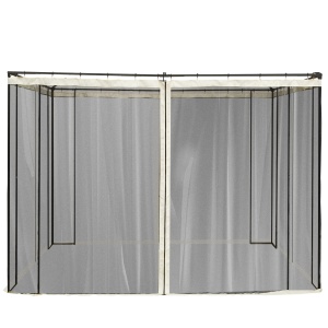 Plasa de Tantari pentru Corturi cu Perdele de Rezerva Universale cu Balamale, 302x207cm - Negru / Bej - Img 2