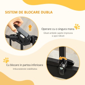 Poartă de Siguranță pentru Câini cu Închidere Automată 74-105x76.2 cm Neagră - Img 4