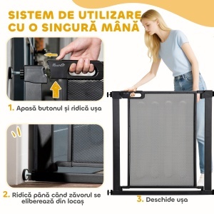 Poarta de Siguranta Reglabila 76–103 cm pentru Usi/Scari – Negru - Img 4