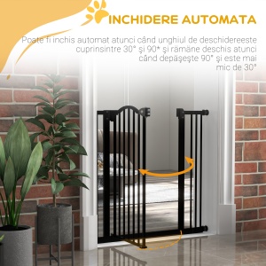 Poartă Extensibilă pentru Câini fără Șuruburi, Poartă de Siguranță Reglabilă, 94-100x94 cm, Negru - Img 5