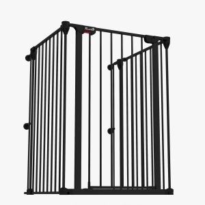 Poartă pentru Câini cu 3 Panouri și Sistem Dublu de Închidere, Barieră pentru Câini pentru Scări, Uși, Holuri, 206x90 cm, Negru - Img 8