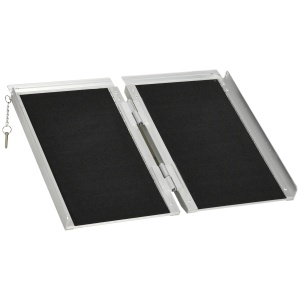 Rampa pentru Scaun cu Rotile, Pliabila din Aluminiu Texturat, Rampa Portabila pentru Prag de 5cm pentru Intrari