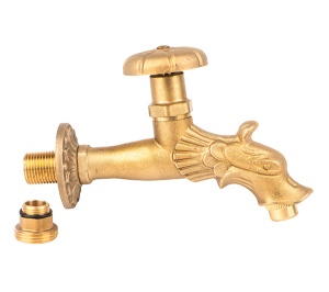 Robinet decorativ 1/2" dublu serviciu din alama naturala cu rozeta si motiv Dragon