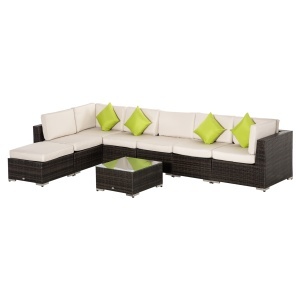 Salon de Gradina cu 8 Piese Modulare din Ratan, Aluminiu si Sticla Tratata, Multicolor - Img 4