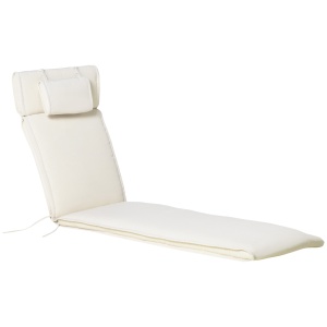 Saltea pentru Sezlong Scaun pentru Soare de Gradina, Alb,Crem,198x53x5cm - Img 1