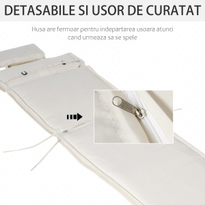 Saltea pentru Sezlong Scaun pentru Soare de Gradina, Alb,Crem,198x53x5cm - Img 6