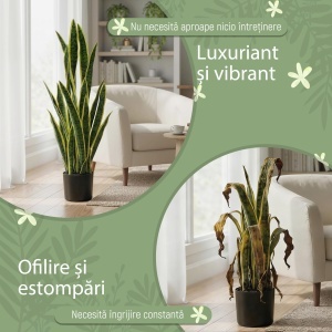 Sansevieria Artificială cu Ghiveci pentru Interior și Exterior cu 21 de Frunze Ajustabile, Ø20x90 cm - Img 6