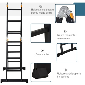 Scara Aluminiu 5-in-1 – Pliabila cu Panouri de Sustinere - Img 6