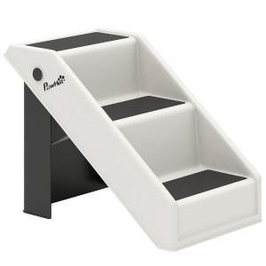 Scară pentru Câini și Pisici cu 3 Trepte Antiderapante, Design Pliabil cu Capacitate de 10 kg, Crem